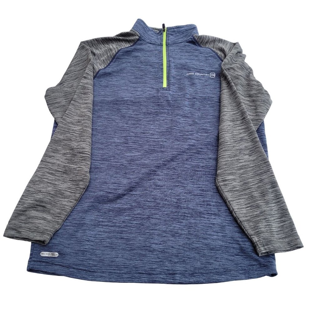 Free Country Ultimate Comfort Men's Small 1/4 Zip Pullover, Navy Gray Base Layer